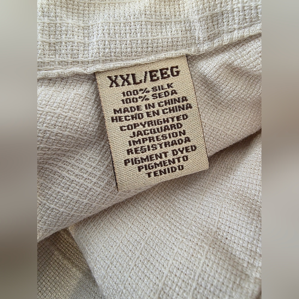 Set Of 2 Mens Jamaica Jaxx Dress Shirts 100% Silk Yellow & Cream XXL - Picture 11 of 13